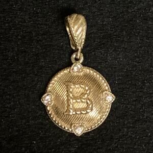 Judith Ripka Initial B Pendant/Enhancer 18K Gold Plated over Sterling and CZ's